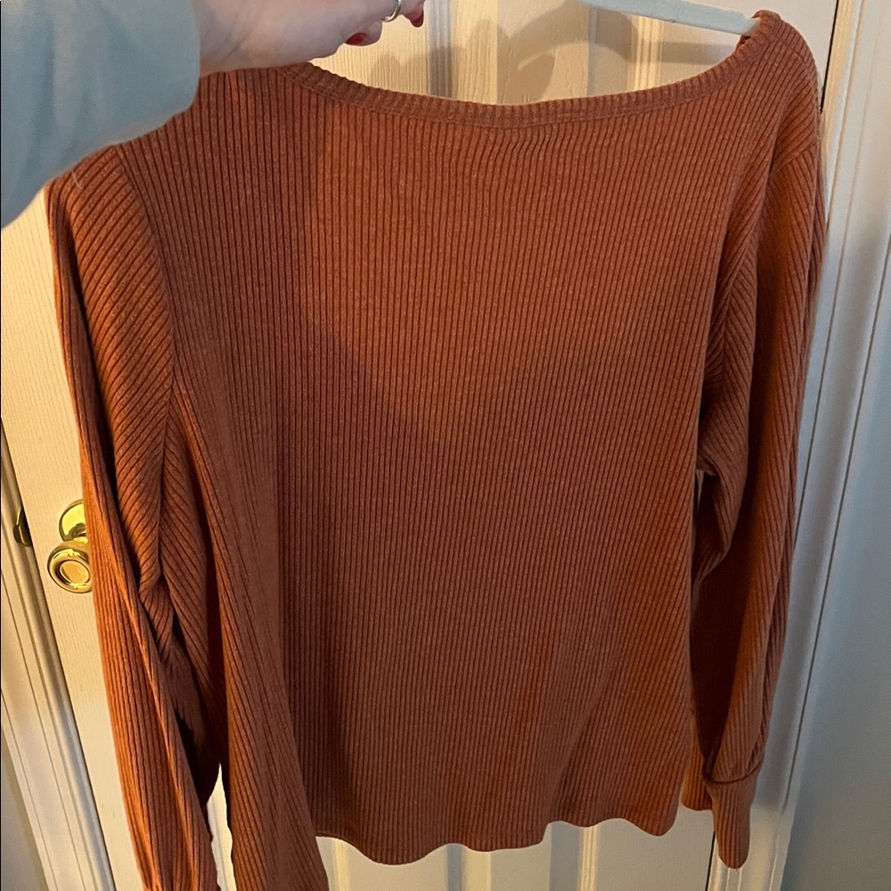 Rust Ribbed Long Sleeve Top - Picture 5 of 5